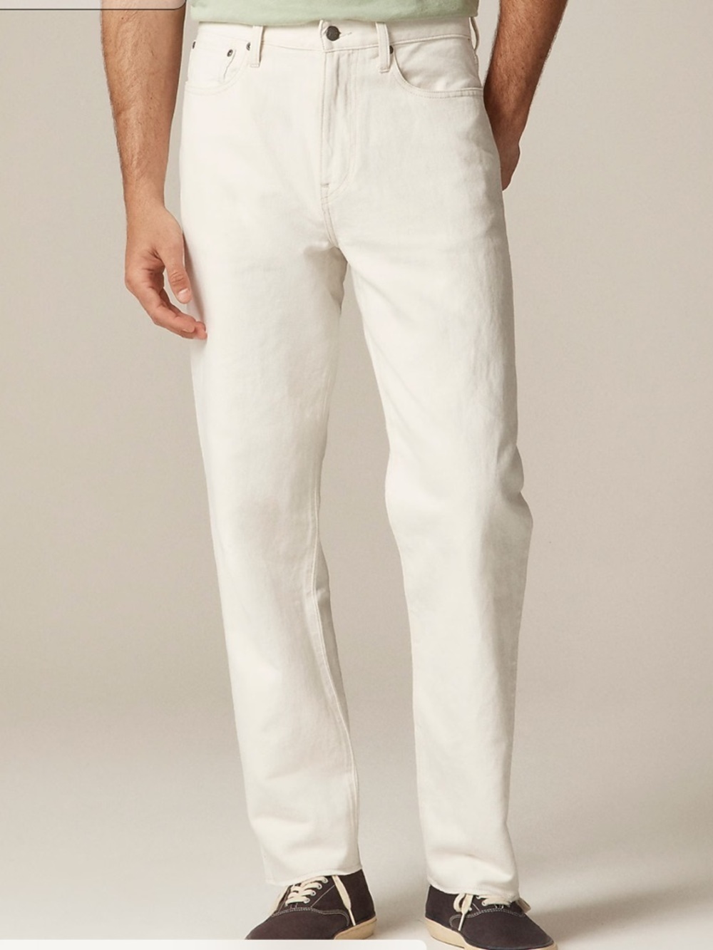J crew Classic summerweight jean in cotton-linen blend natural ecru 30 x 34